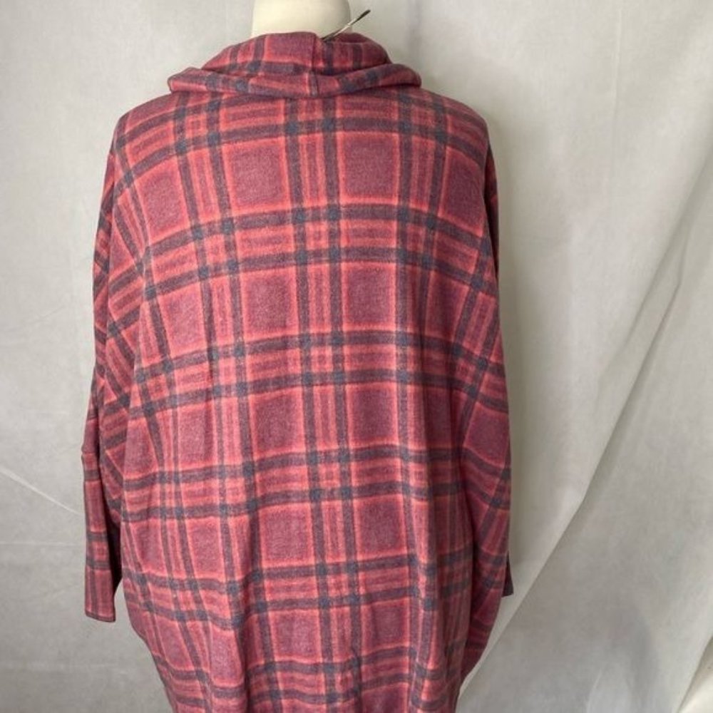 Lane Bryant ladies pink plaid long sleeve turtleneck blouse top size 18/20 - Picture 6 of 15